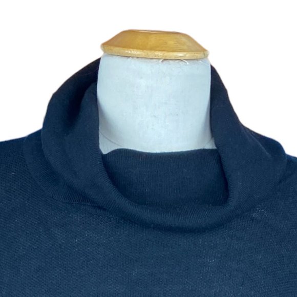 Icelandic Cashmere Wool Sweater Black Cowl Neck Fringe Quiet Luxury Equestrian-M - Picture 4 of 11